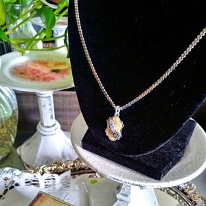 Vintage German Celluloid Praying Hands Pendant Necklace